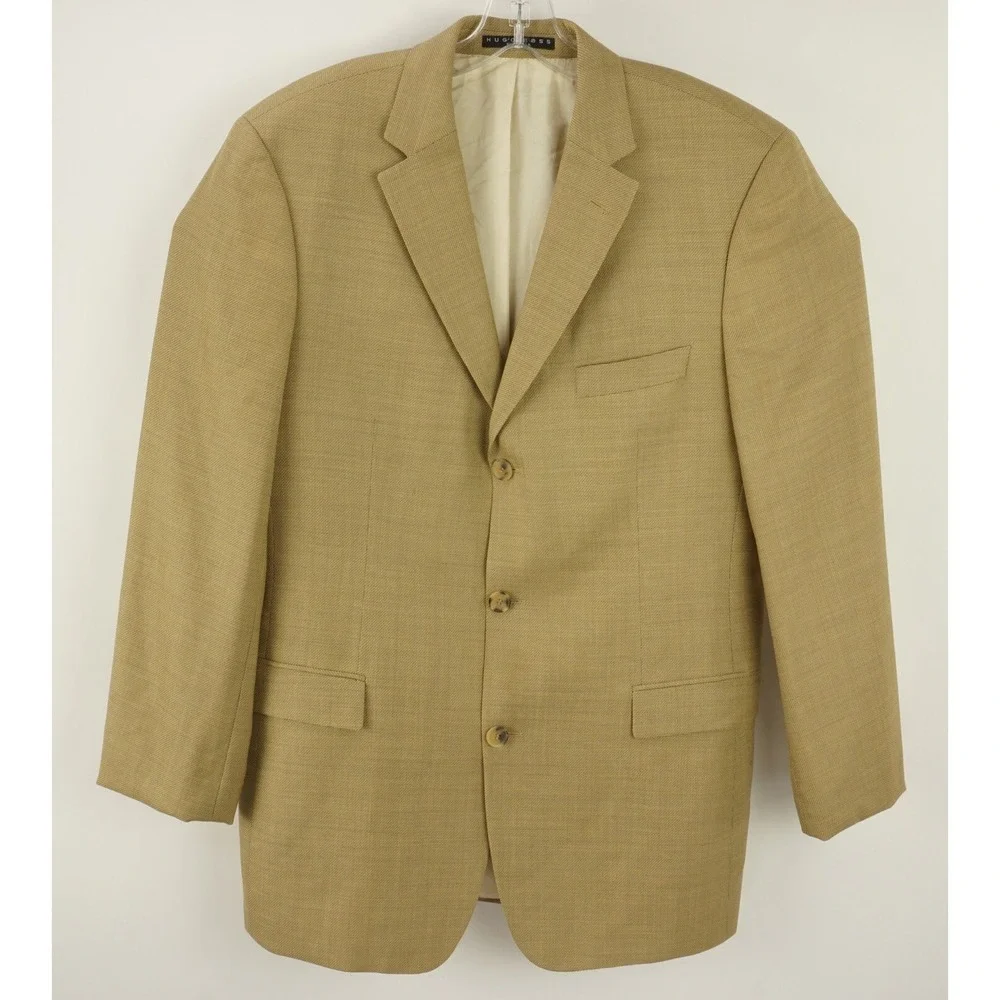 Hugo Boss Loro Piana Superfine Wool & Silk Men's 42L Basket‎ Woven Brown Blazer